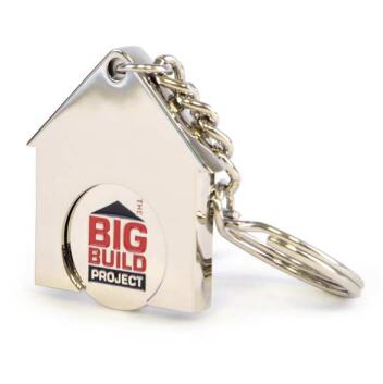 Metal House Shaped Trolley Coin Key Chains