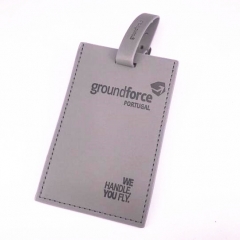 Étiquette de bagage promotionnelle en similicuir gris
